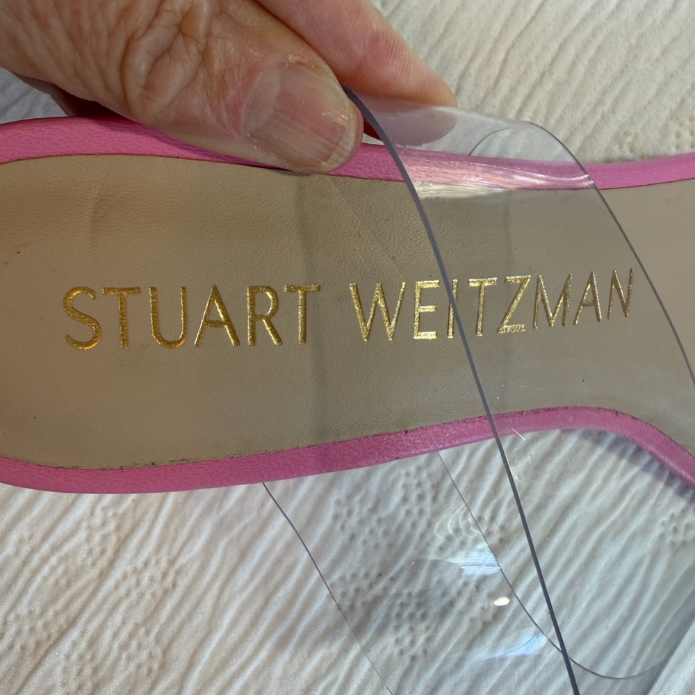 Stuart Weitzman Heels Shoes Sandals pink clear size 7.5 - Picture 2 of 12